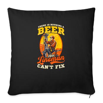 Poteau de monteur de lignes rien de bière et de monteur de lignes ne peuvent pas réparer - Housse de coussin décorative 45 x 45 cm - noir - Devant