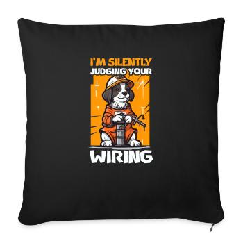 Poteau de monteur de lignes jugeant silencieusement votre essorage - Housse de coussin décorative 45 x 45 cm - noir - Devant