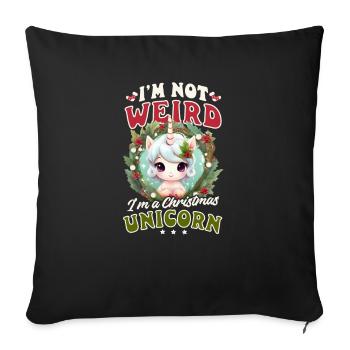 Licorne de Noël pas bizarre - Housse de coussin décorative 45 x 45 cm - noir - Devant