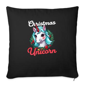 Christmas Unicorn Unicorn With Christmas Deco - Sofa pillowcase 17,3'' x 17,3'' (45 x 45 cm) - black - Front