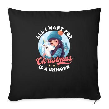 Licorne de Noël Tout ce que je veux, c’est une licorne - Housse de coussin décorative 45 x 45 cm - noir - Devant