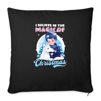 Christmas Unicorn Believe In Magic Of Christmas - Sofa pillowcase 17,3'' x 17,3'' (45 x 45 cm) - black - Front