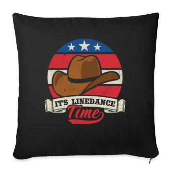Linedance Linedancing USA Country Fan - Geschenk - Sofakissenbezug 45 x 45 cm - Schwarz - Vorne