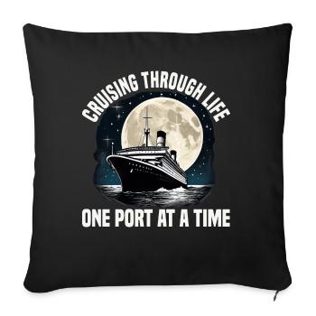 Cruising Through Life Cruise Ship Vacation Group - Sofa pillowcase 17,3'' x 17,3'' (45 x 45 cm) - black - Front