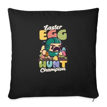 Champion de la chasse aux œufs de Pâques de football - Housse de coussin décorative 45 x 45 cm - noir - Devant