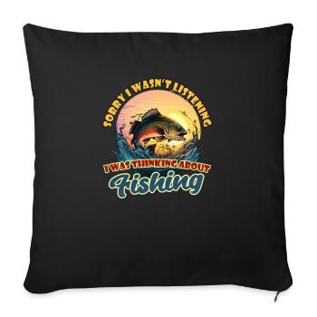 Le pêcheur n’écoutait pas, pensant à - Housse de coussin décorative 45 x 45 cm - noir - Devant