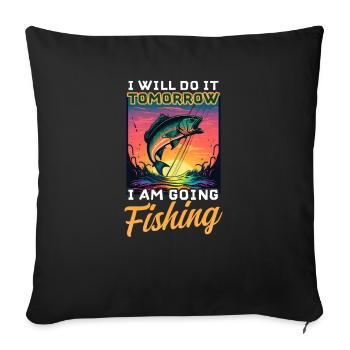 Le pêcheur pêcheur fera demain aller à la pêche - Housse de coussin décorative 45 x 45 cm - noir - Devant