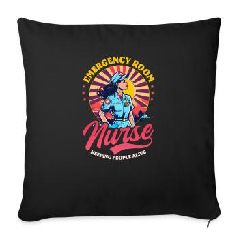 Infirmière d’urgence Vintage rétro coucher de soleil - Housse de coussin décorative 45 x 45 cm - noir - Devant