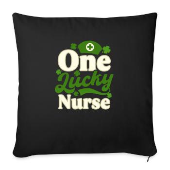 Infirmière de la Saint-Patrick Une infirmière chanceuse - Housse de coussin décorative 45 x 45 cm - noir - Devant