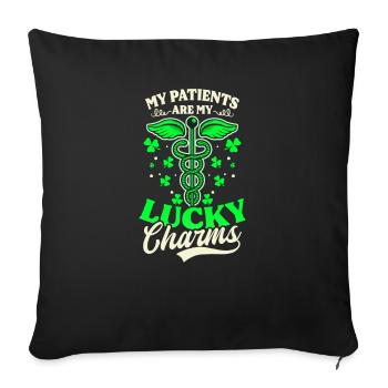 St Patricks Day infirmière Parents mes porte-bonheur - Housse de coussin décorative 45 x 45 cm - noir - Devant