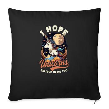Licorne Espoir Les Licornes Croient Aussi - Housse de coussin décorative 45 x 45 cm - noir - Devant
