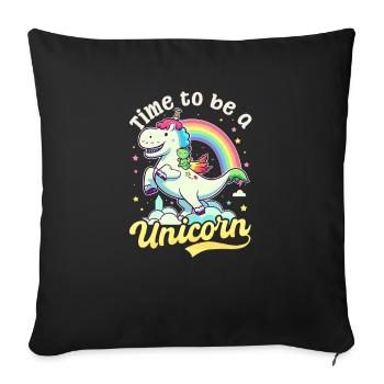 Licorne Il est temps d’être licorne - Housse de coussin décorative 45 x 45 cm - noir - Devant
