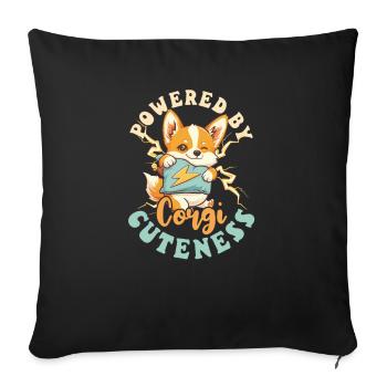 Corgi Mom Dad Powered Corgi Cuteness - Sofa pillowcase 17,3'' x 17,3'' (45 x 45 cm) - black - Front