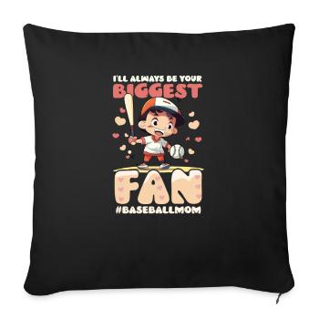 Maman de baseball toujours votre plus grande fan - Housse de coussin décorative 45 x 45 cm - noir - Devant