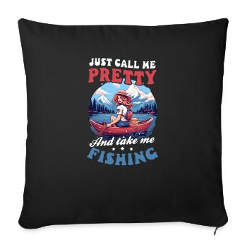 Pêcheur Appelez-moi Jolie Emmenez-moi Pêcher - Housse de coussin décorative 45 x 45 cm - noir - Devant