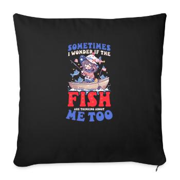 Pêcheur se demande si les poissons pensent à moi - Housse de coussin décorative 45 x 45 cm - noir - Devant