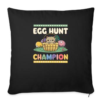 Champion de la chasse aux œufs de Pâques de chat - Housse de coussin décorative 45 x 45 cm - noir - Devant