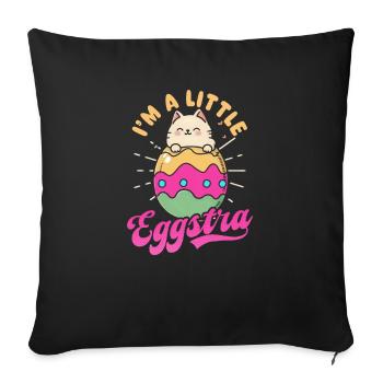 Cat Easter I'm Little Eggstra - Sofa pillowcase 17,3'' x 17,3'' (45 x 45 cm) - black - Front