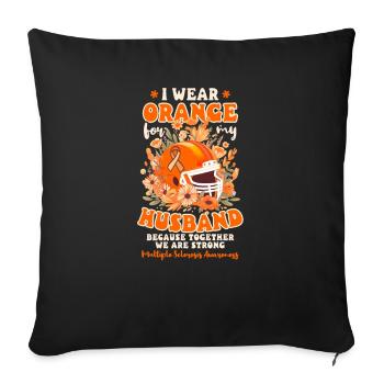 MS Awareness Wear Orange For Husband Football - Sofa pillowcase 17,3'' x 17,3'' (45 x 45 cm) - black - Front