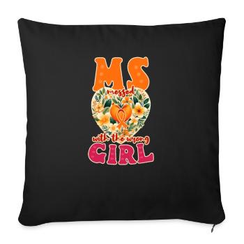 MS Awareness Messed With Wrong Girl Ribbon - Sofa pillowcase 17,3'' x 17,3'' (45 x 45 cm) - black - Front