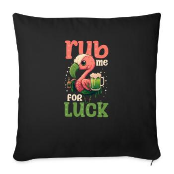 Flamant rose irlandais St Patricks frotter pour la chance - Housse de coussin décorative 45 x 45 cm - noir - Devant