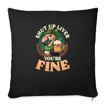 Flamant rose irlandais St Patricks tais-toi, tu vas bien - Housse de coussin décorative 45 x 45 cm - noir - Devant