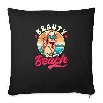 Summer Vacation Beauty And Beach - Sofa pillowcase 17,3'' x 17,3'' (45 x 45 cm) - black - Front