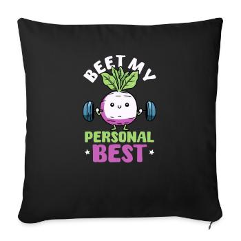Betterave athlète végétalienne Mon meilleur personnel - Housse de coussin décorative 45 x 45 cm - noir - Devant