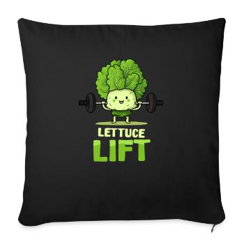 Laitue athlétique végétalienne Lift - Housse de coussin décorative 45 x 45 cm - noir - Devant