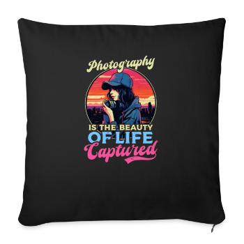 Photographie Beauté De La Vie Capturée - Housse de coussin décorative 45 x 45 cm - noir - Devant