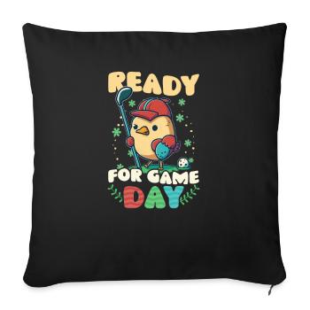 Golf-Oster-Ready-Spieltag - Sofakissenbezug 45 x 45 cm - Schwarz - Vorne