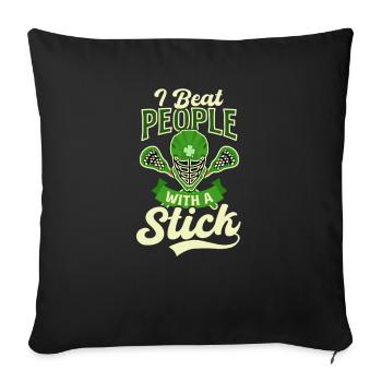 La crosse de la Saint-Patrick bat les gens avec un bâton - Housse de coussin décorative 45 x 45 cm - noir - Devant