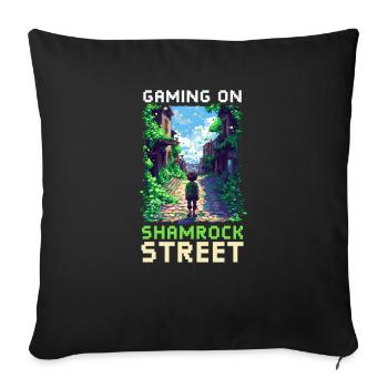 St. Patricks Day Gaming Gaming sur Shamrock Street - Housse de coussin décorative 45 x 45 cm - noir - Devant