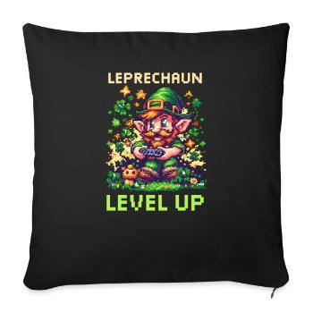 St. Patricks Day Gaming Leprechaun Passez au niveau supérieur - Housse de coussin décorative 45 x 45 cm - noir - Devant