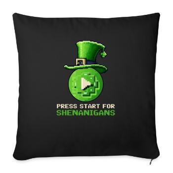 St. Patricks Day Gaming Press Start for Shenanigan - Sofa pillowcase 17,3'' x 17,3'' (45 x 45 cm) - black - Front