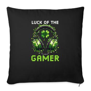 St. Patricks Day Gaming Luck of the Gamer - Sofa pillowcase 17,3'' x 17,3'' (45 x 45 cm) - black - Front