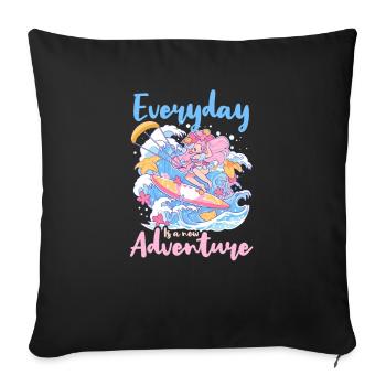 Kite Surfing Is An Adventure - Sofa pillowcase 17,3'' x 17,3'' (45 x 45 cm) - black - Front