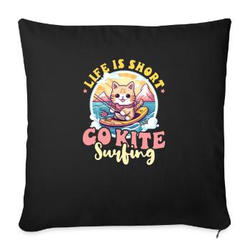 Kite Surfing Life Short Go Kite Surfing - Sofa pillowcase 17,3'' x 17,3'' (45 x 45 cm) - black - Front