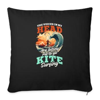 Voix De Kite Surf Dans La Tête Dites-Moi Surf - Housse de coussin décorative 45 x 45 cm - noir - Devant
