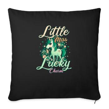 Licorne irlandaise St Patricks Little Lucky - Housse de coussin décorative 45 x 45 cm - noir - Devant