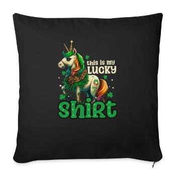 Licorne irlandaise St Patricks porte-bonheur tenue - Housse de coussin décorative 45 x 45 cm - noir - Devant