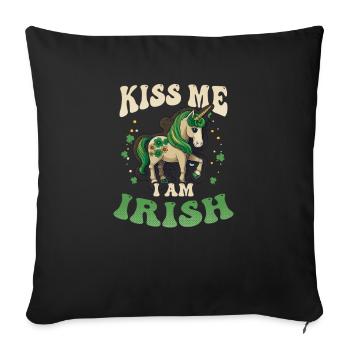 Licorne irlandaise St Patricks Kiss Me Irlandais - Housse de coussin décorative 45 x 45 cm - noir - Devant