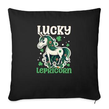 Licorne irlandaise St Patricks Lucky Lepricorn - Housse de coussin décorative 45 x 45 cm - noir - Devant