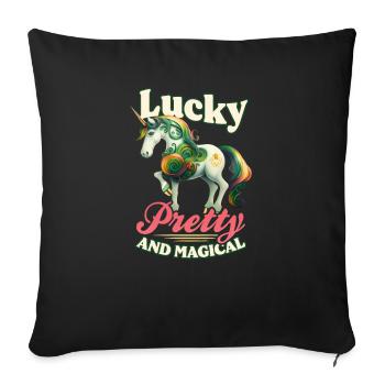 Licorne irlandaise St Patricks chanceux et magique - Housse de coussin décorative 45 x 45 cm - noir - Devant