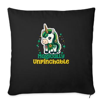 Licorne irlandaise St Patricks magiquement inpinçable - Housse de coussin décorative 45 x 45 cm - noir - Devant