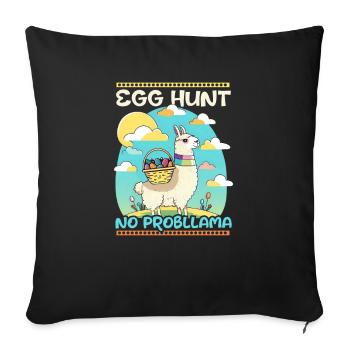 Chasse aux oeufs de Pâques chrétienne Lama - Housse de coussin décorative 45 x 45 cm - noir - Devant