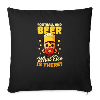 Amateur de football Football, Bière Que s’est-il d’autre ? - Housse de coussin décorative 45 x 45 cm - noir - Devant