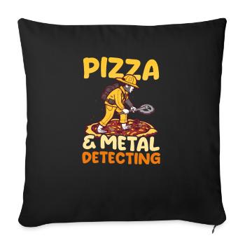 Metalldetektion von Pizza und Detektion - Sofakissenbezug 45 x 45 cm - Schwarz - Vorne