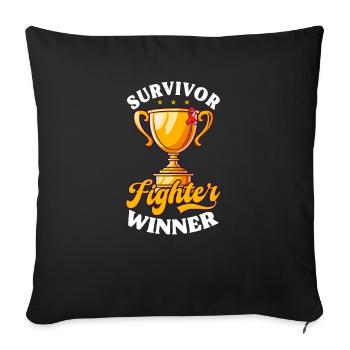 Stroke Survivor Survivor Fighter Winner - Sofa pillowcase 17,3'' x 17,3'' (45 x 45 cm) - black - Front