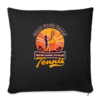 Tennisspieler schnappen sich Bälle und spielen Tennis - Sofakissenbezug 45 x 45 cm - Schwarz - Vorne